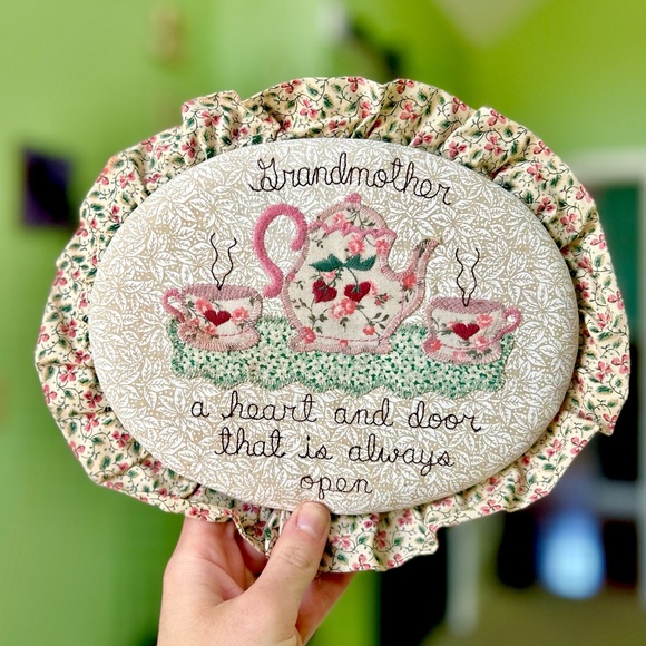 Other - Vintage Grandmother Cottagecore Farmhouse Sewn Stitched Teapot Kettle Decor